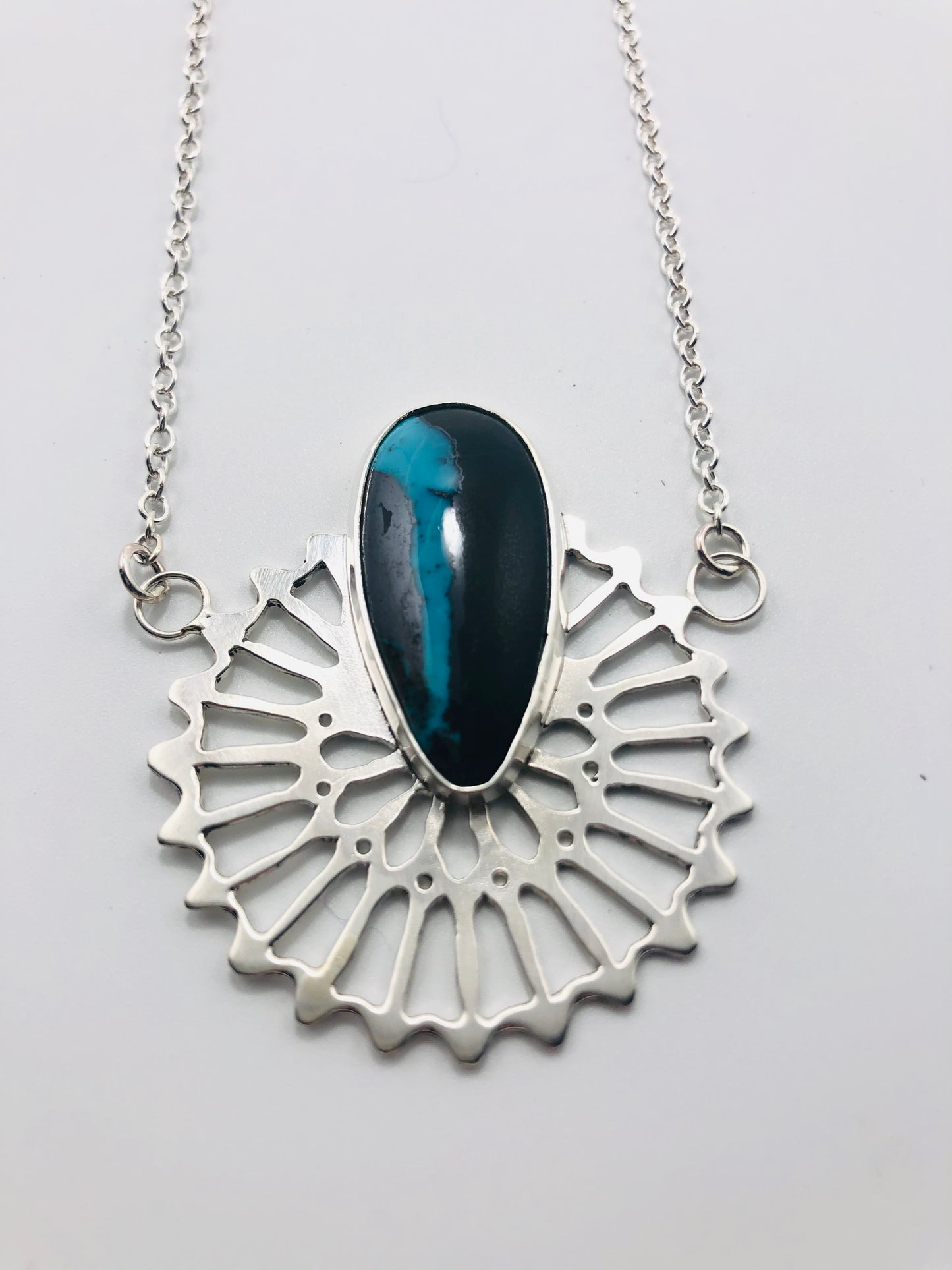 Black Turquoise Art Deco Necklace